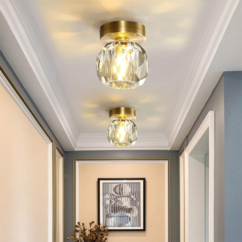 Modern Gold Farmhouse Ceiling Light - Semi Flush Mount Ceiling Lamp with Globe Glass Shade for Bedroom Dining Living Room Kitchen Hallway, D1-XYCa - Image 5