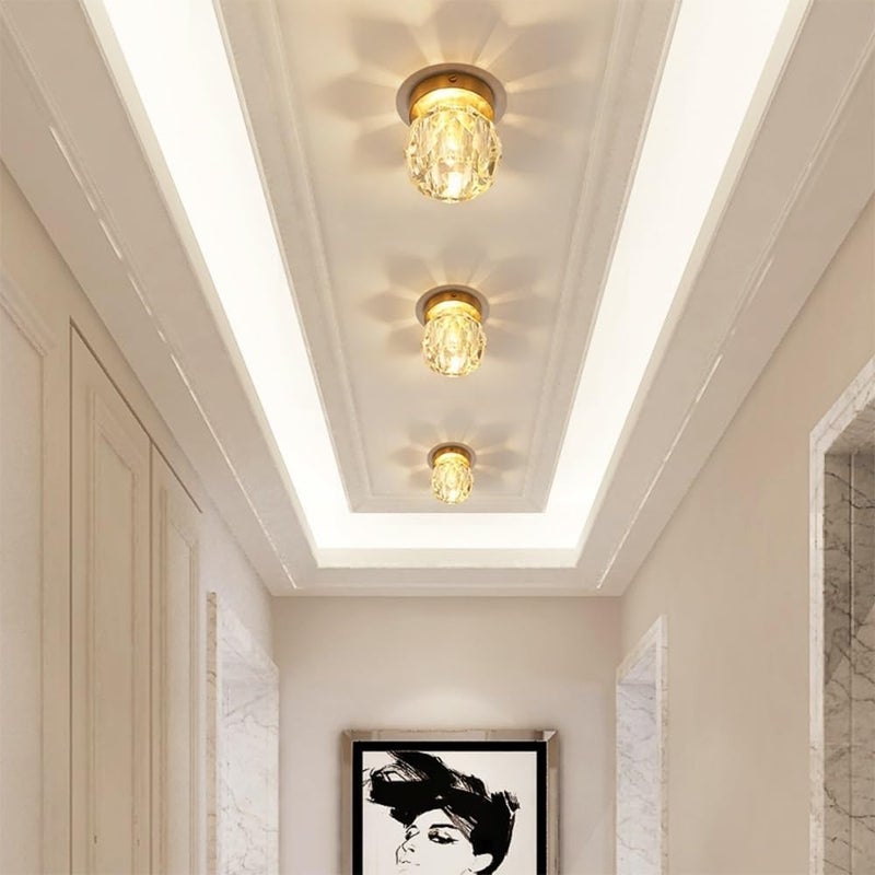 Modern Gold Farmhouse Ceiling Light - Semi Flush Mount Ceiling Lamp with Globe Glass Shade for Bedroom Dining Living Room Kitchen Hallway, D1-XYCa - Image 4