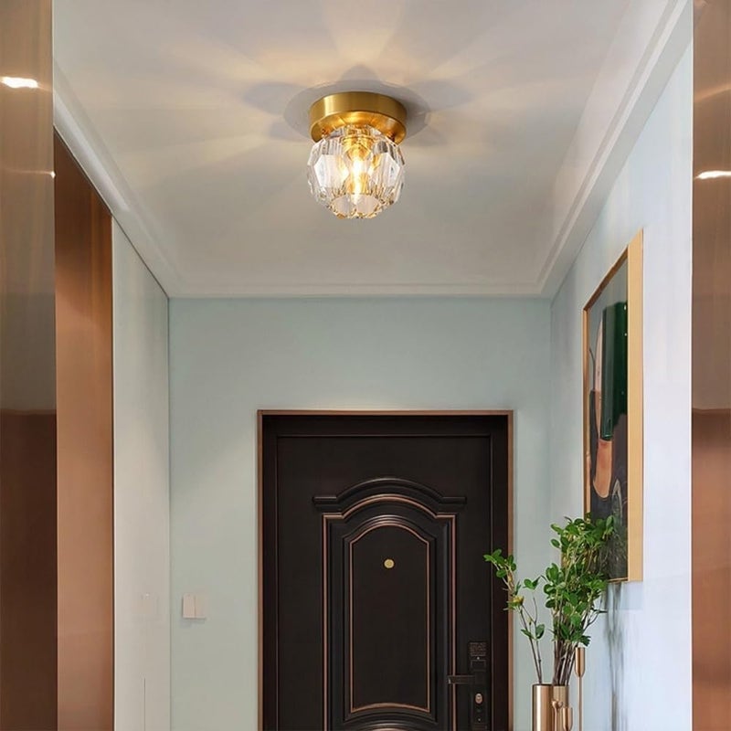 Modern Gold Farmhouse Ceiling Light - Semi Flush Mount Ceiling Lamp with Globe Glass Shade for Bedroom Dining Living Room Kitchen Hallway, D1-XYCa - Image 3