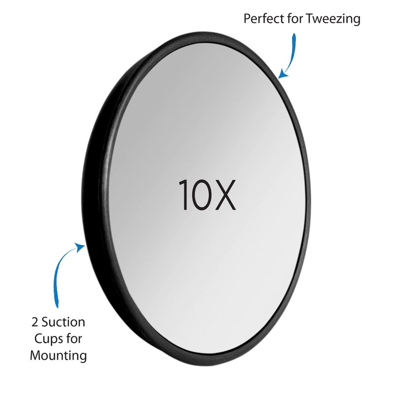 Zadro 3"" Dia. Round 10-Time Magnification Travel Mirror Compact Mirror Hand Mirror For Women Suction-Cup Shaving Mirror - Image 2