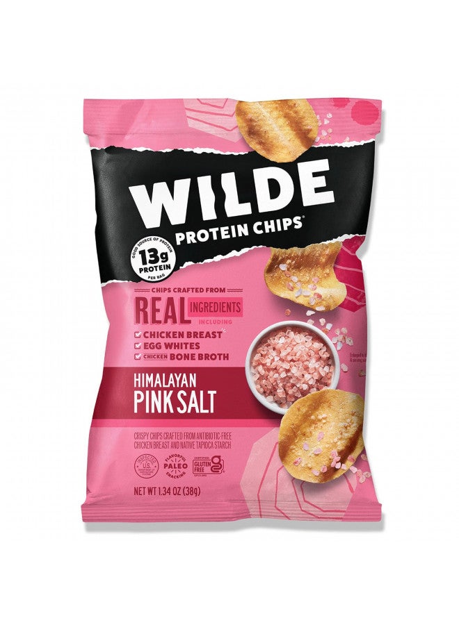 Wilde Chips Wilde Protein Chips, Himalayan Pink Salt (1.34 Ounce Bags, Pack of 8 Bags) Crafted From Real Ingredients: Chicken Breast, Egg Whites, Chicken Bone Broth, Sugar Free, High Protein, Keto Friendly, Gluten and Grain Free