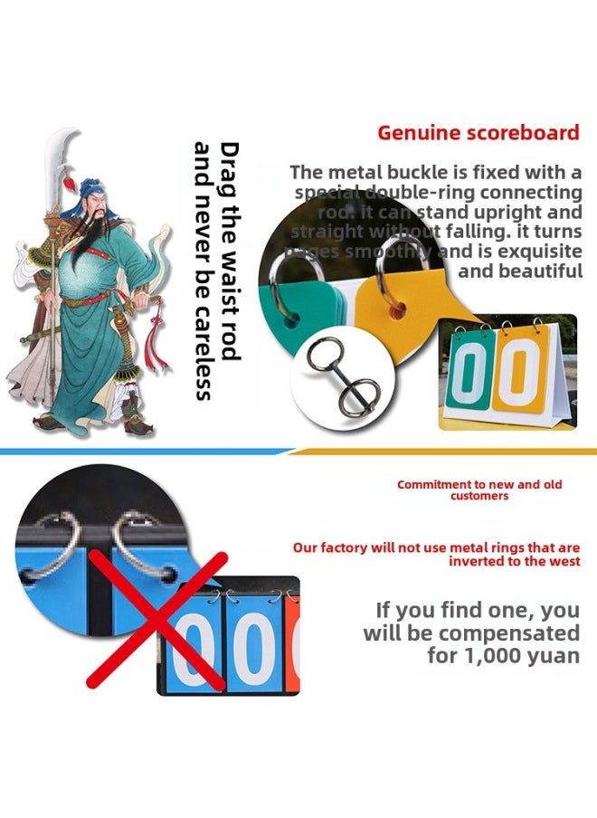 Generic - Competition Scoreboard Activity Flip Card Red Yellow Blue Green Gray Scoring Card Early Education Color Number Card-Specifications:Three-digit Blue Paper Scoreboard - Image 1