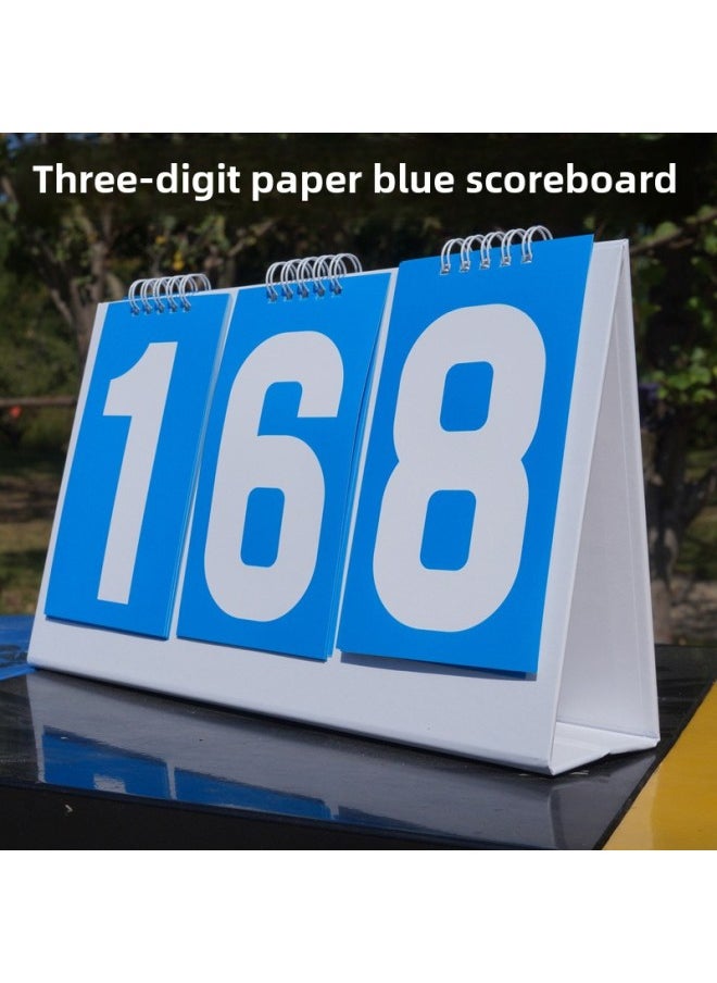 Generic - Competition Scoreboard Activity Flip Card Red Yellow Blue Green Gray Scoring Card Early Education Color Number Card-Specifications:Three-digit Blue Paper Scoreboard - Image 1