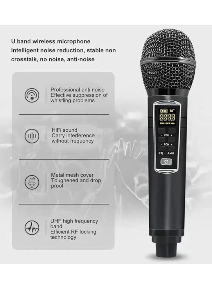 Smartbarry مكبر صوت بلوتوث كاريوكي مع 2 ميكروفون لاسلكي - تصميم حقيبة SW01 - نظام PA محمول مع صوت قوي، أضواء LED، بطارية قابلة للشحن، تحكم في الصدى والجهير - مثالي للحفلات، الفعاليات، الاستخدام الخارجي والداخلي - Image 4