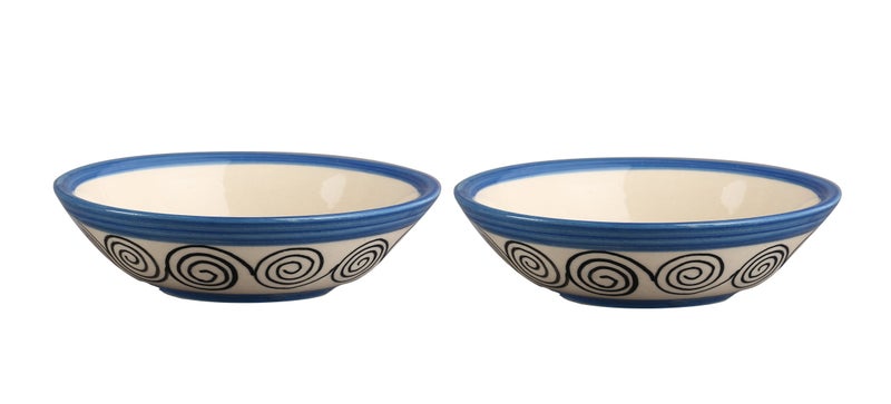 Caffeine Ceramic Handmade Bule Doodle Katori Bowl- (Set of 4) - Image 2