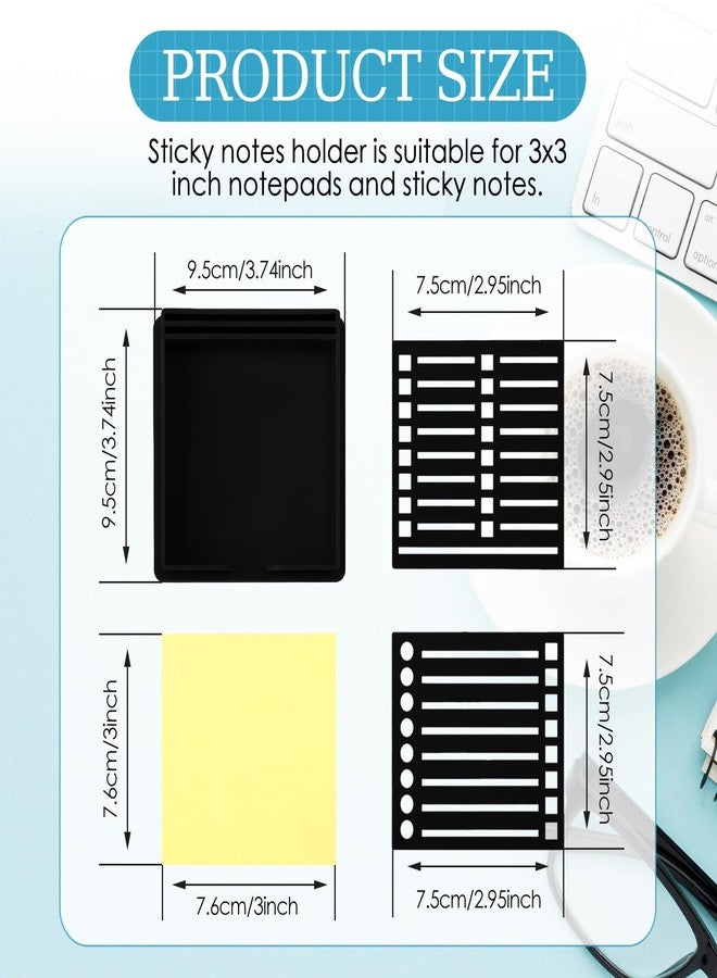 KiBcsLic Sticky Note Holder with Stencil, Sticky Note Dispenser, Note Pad Holder Note Template Organizer for Classroom, Home, Office, Black - Image 3