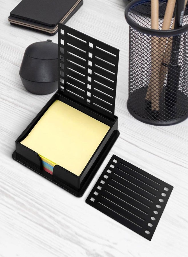 KiBcsLic Sticky Note Holder with Stencil, Sticky Note Dispenser, Note Pad Holder Note Template Organizer for Classroom, Home, Office, Black - Image 2