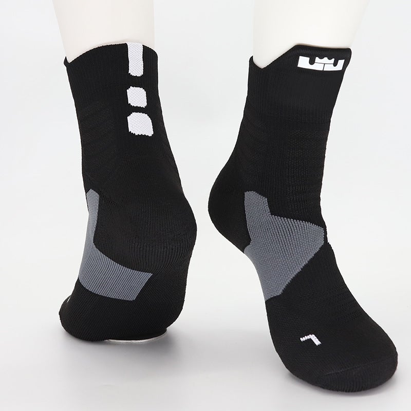 Kids High-Top Basketball Socks Elite Cotton James Purple  - Image 5