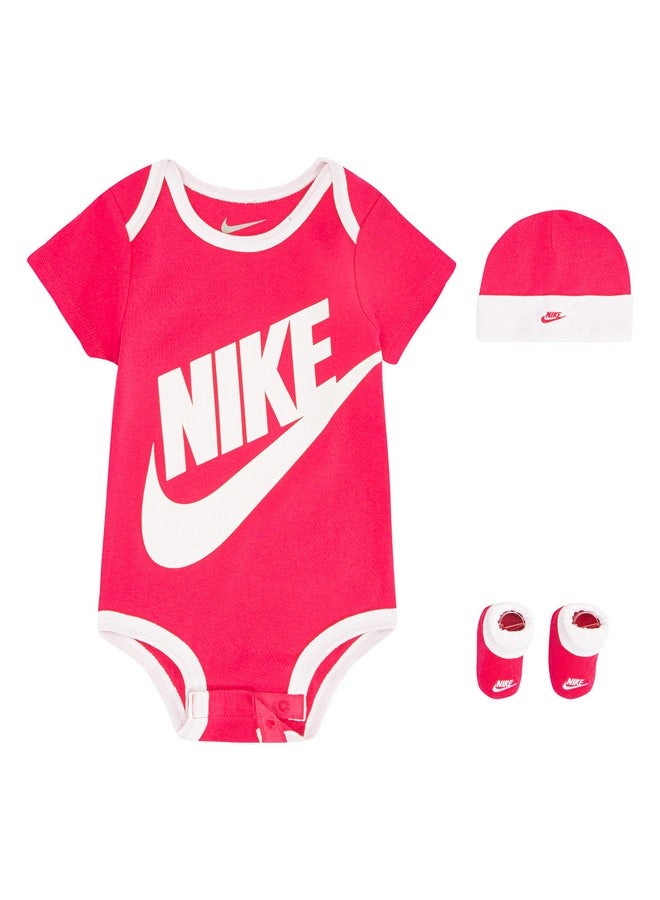 Nike Baby Hat Bodysuit And Booties 3Piece Gift Box Set Pink Sportswear 0/6M - Image 2