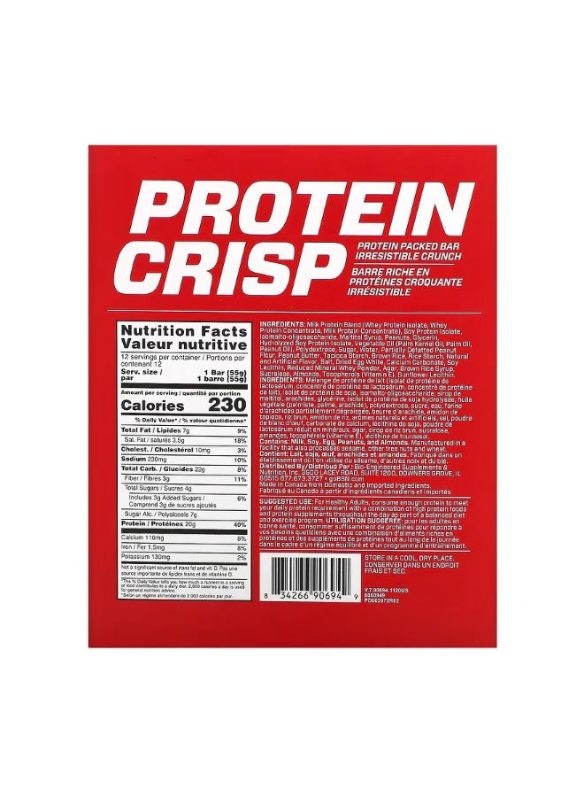 BSN Protein Crisp Peanut Butter Crunch 12 Bars 1.94 oz 55 g Each - Image 2