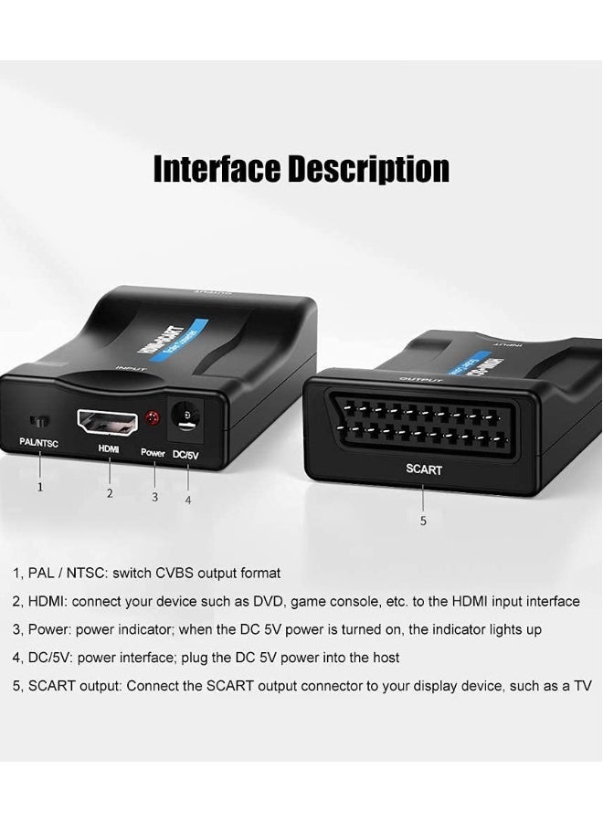 HDMI to SCART Converter Adapter - Converts 1080P HDMI Video and Audio to Analog SCART CVBS Signal, Supports PAL and NTSC Formats, Ideal for PS3, Blu-ray Players, and STB. - Image 3