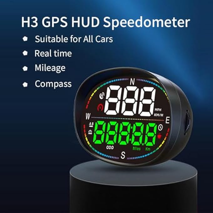 NALACAL عداد السرعة GPS للسيارات شاشة عرض رأسية HUD رقمية لعرض السرعة MphKm للسيارات والدراجات النارية متعددة الوظائف HUD مع بوصلة وتحذير السرعة، تركيب سهل - Image 2