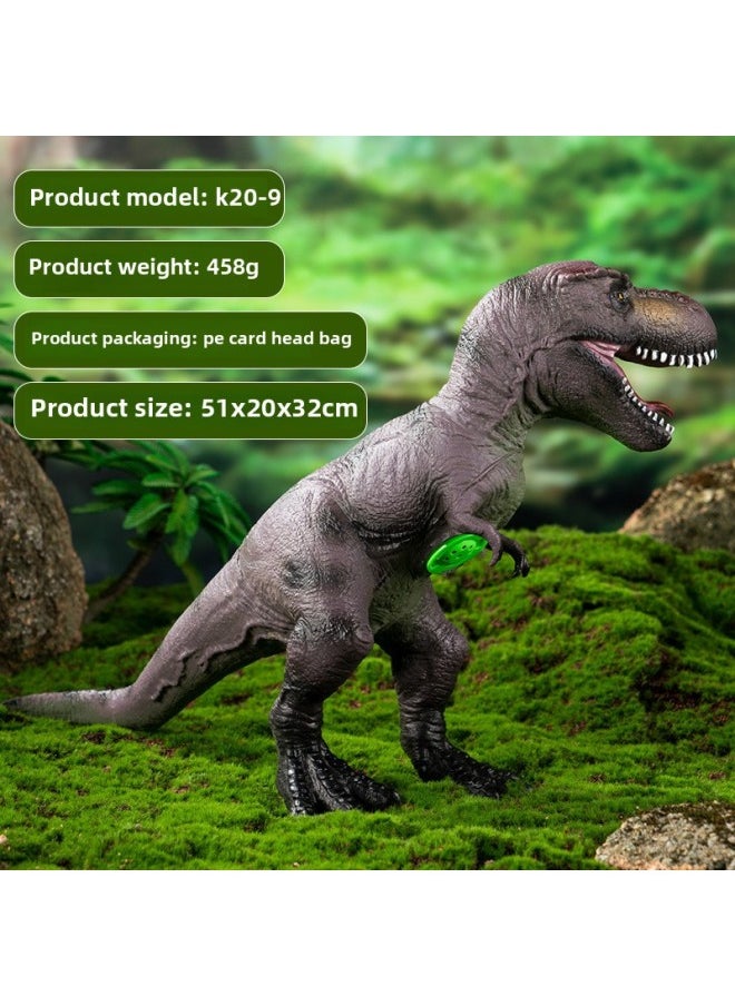 Generic Hot Sale Children's Dinosaur Simulation Toy Large Voice Soft Rubber Simulation Animal Model Set Night Market Stall-Color:Sound Vinyl Cotton Filling Stand Grey Tyrannosaurus Rex  - Image 1