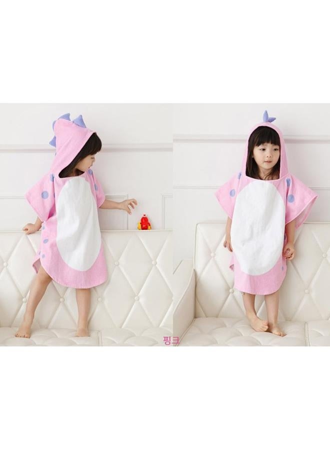 Kids Bath Towel Dinosaur Pattern Soft Cotton Hooded Baby Toddler Warm Absorbent Bath Towel Cape Pink 60x120 - Image 5