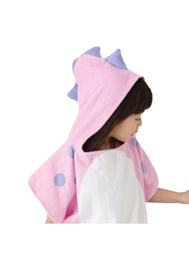 Kids Bath Towel Dinosaur Pattern Soft Cotton Hooded Baby Toddler Warm Absorbent Bath Towel Cape Pink 60x120 - Image 2