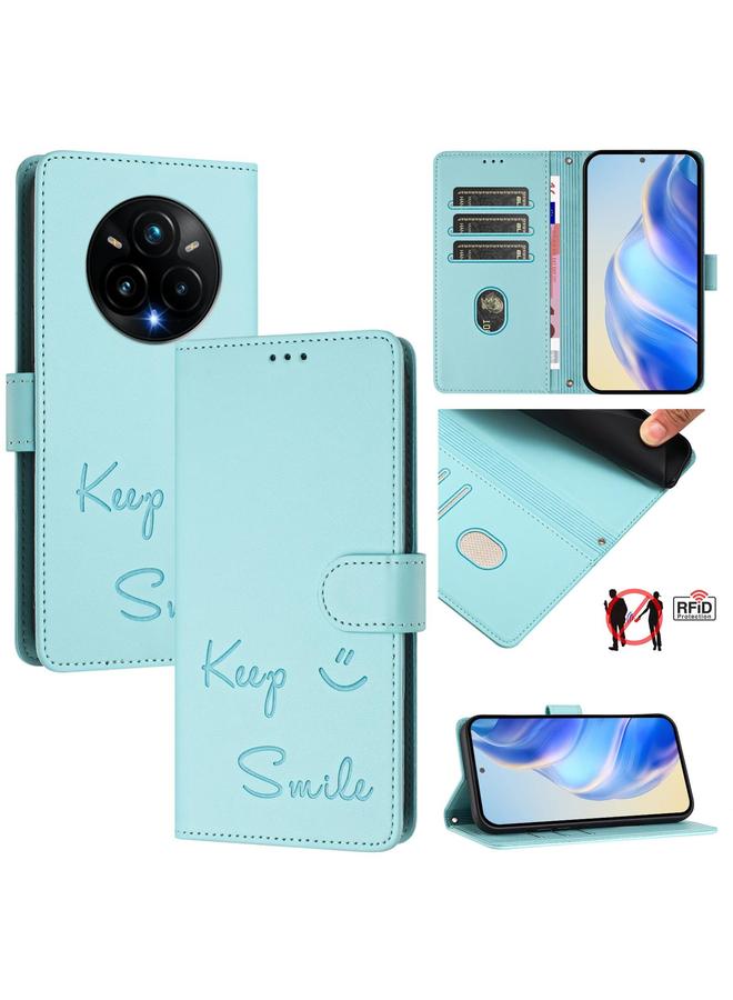 S-TOP Case For Realme 14 Pro+ 5G Smile Embossing RFID Leather Phone Case - Image 1