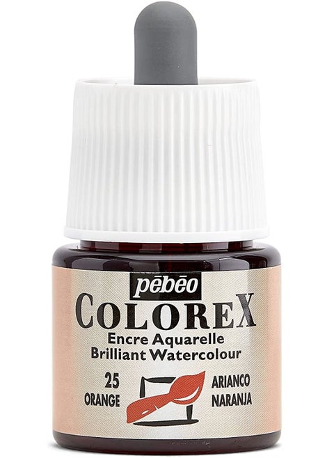 Pebeo Colorex Watercolor Ink 45 ml Bottle with Dropper - Orange