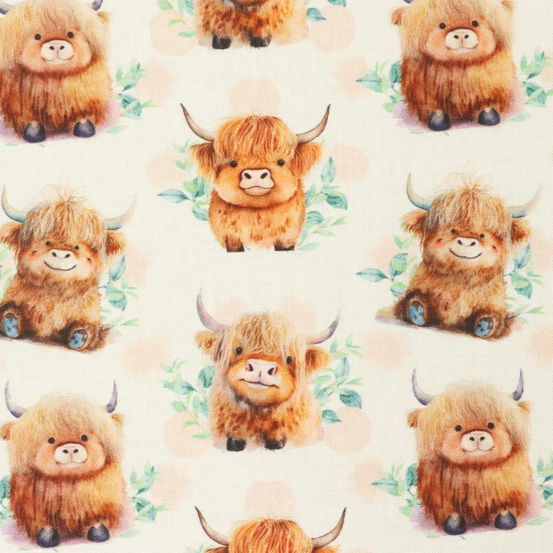Sew Creative Cute Baby Highland Cows Fabric, by The Yard - 43" Wide | 100% Cotton (1, 1 Yard pre Cut) - Image 3