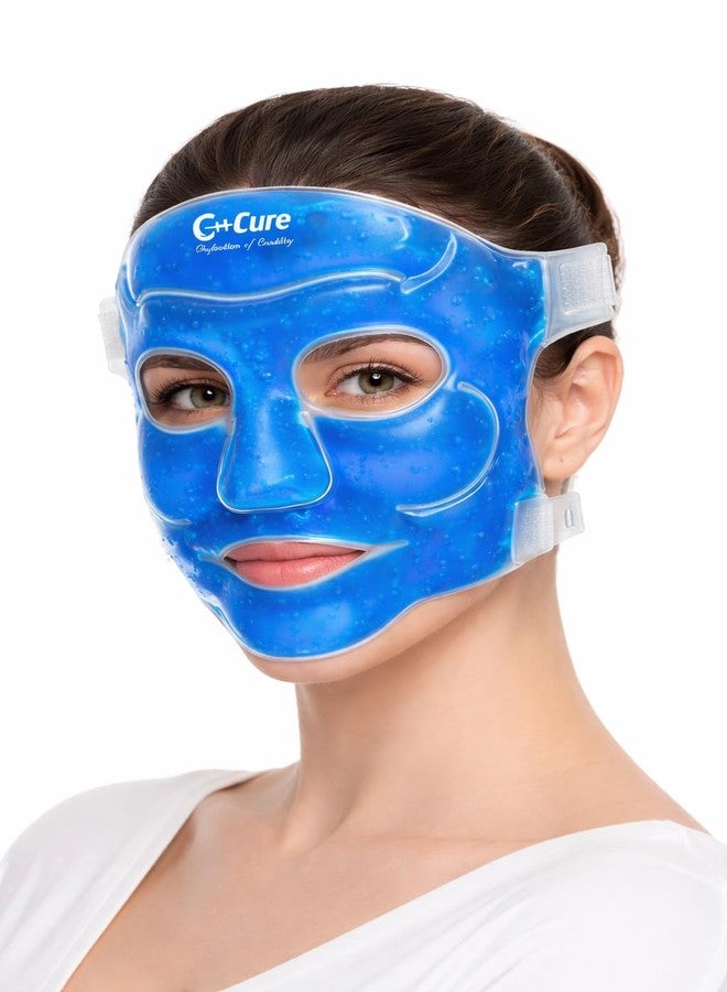 C-Cure قناع الوجه C-Cure Ice للعلاج بالتبريد | قناع وجه جل قابل لإعادة الاستخدام مع حزام قابل للتعديل | كمادة باردة للوجه للعناية بالبشرة والاسترخاء | قناع ثلجي للوجه بالكامل للرجال والنساء (أزرق) - Image 1