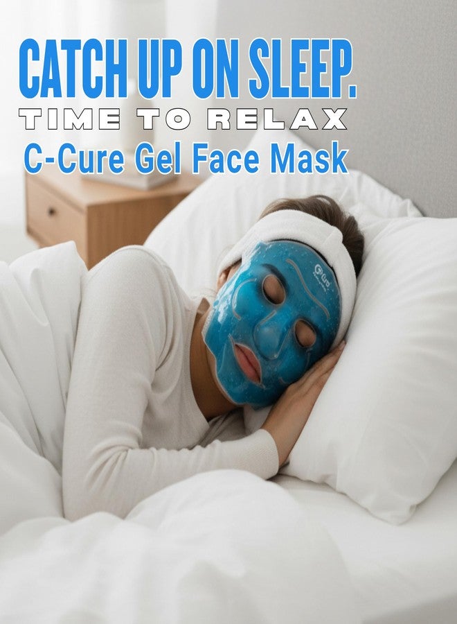 C-Cure قناع الوجه C-Cure Ice للعلاج بالتبريد | قناع وجه جل قابل لإعادة الاستخدام مع حزام قابل للتعديل | كمادة باردة للوجه للعناية بالبشرة والاسترخاء | قناع ثلجي للوجه بالكامل للرجال والنساء (أزرق) - Image 5