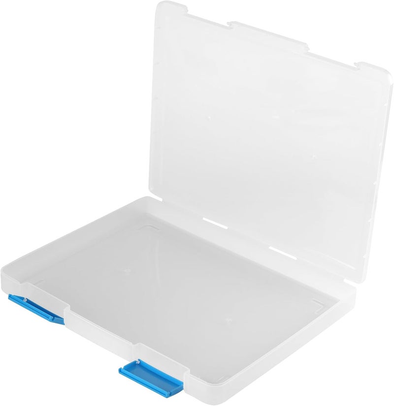 PINGEUI 4 Pcs Clear A4 File Box, Portable Project Case with Buckles, Plastic File Storage Box Scrapbook Paper Storage Boxes for Office Paperwork, Board Games, Scrapbook Protection - Image 5