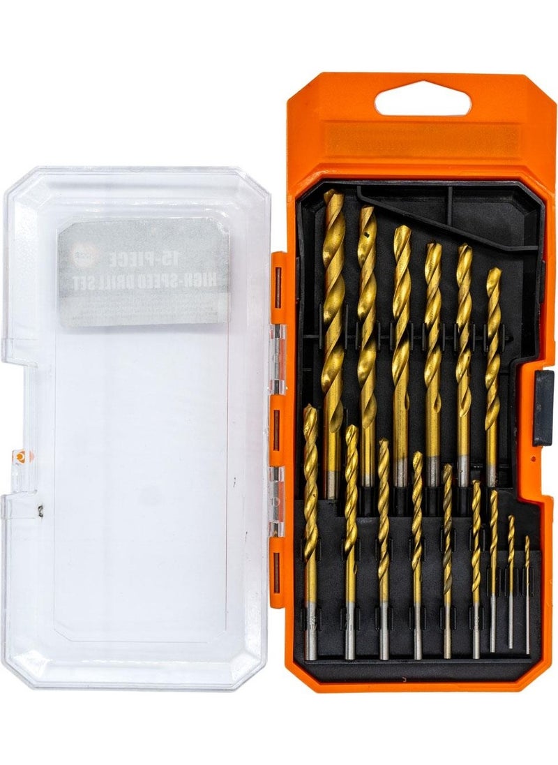 TiTi 6105 Hss Drill Bit Set Wood Metal 15 Pieces  - Image 1