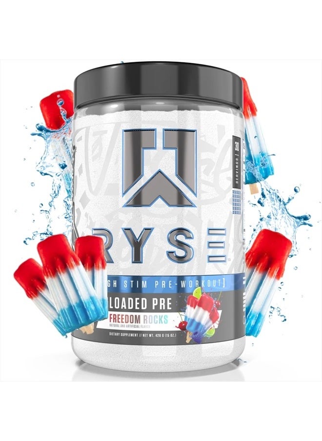 RYSE Up Supplements - Loaded Pre Workout Powder Supplement for Men & Women | Pumps, Energy, Focus | Beta Alanine + Citrulline | 390mg Caffeine | 30 Servings (Freedom Rocks) - Image 1