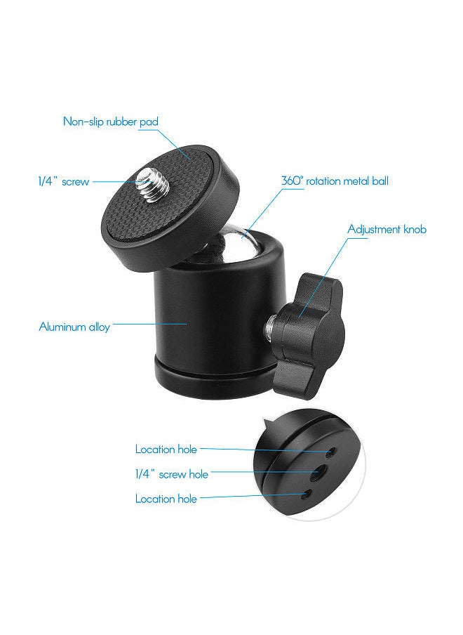 1pc Mini Swivel Ball Head Tripod Head 360 Degree Rotating Mount Base Adapter with Universal 1/4 Inch Screw Mounts for DSLR ILDC Camera DV Tripod Monopod Light Stand