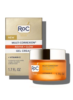 RoC Multi Correxion Revive + Glow 10% Vitamin C Blend Face Moisturizer, Anti-Aging Gel Cream for Instant Glow, Hypo-Allegenic & Oil-Free Skin Care, 1.7 Ounces