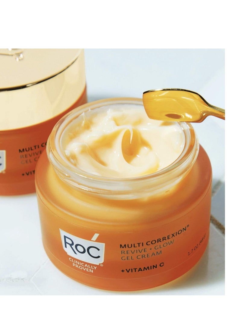 RoC - RoC Multi Correxion Revive + Glow 10% Vitamin C Blend Face Moisturizer, Anti-Aging Gel Cream for Instant Glow, Hypo-Allegenic & Oil-Free Skin Care, 1.7 Ounces - Image 1