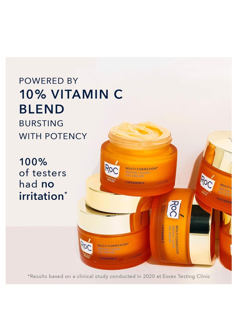 RoC - RoC Multi Correxion Revive + Glow 10% Vitamin C Blend Face Moisturizer, Anti-Aging Gel Cream for Instant Glow, Hypo-Allegenic & Oil-Free Skin Care, 1.7 Ounces - Image 1