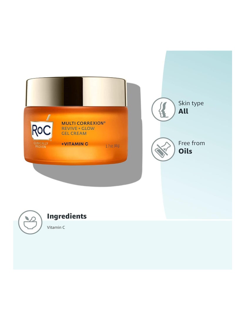 RoC - RoC Multi Correxion Revive + Glow 10% Vitamin C Blend Face Moisturizer, Anti-Aging Gel Cream for Instant Glow, Hypo-Allegenic & Oil-Free Skin Care, 1.7 Ounces - Image 1