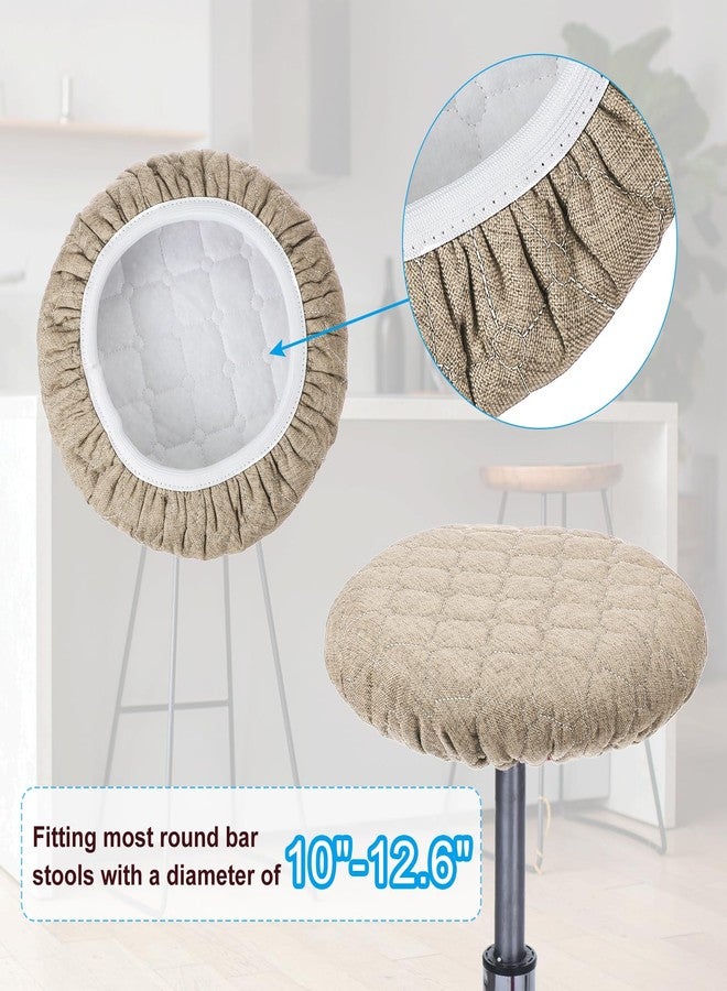 PATIKIL Stool Covers Round, Elastic Bar Stool Covers Washable Stool Cushion Slipcover Stretchy Bar Chair Seat Covers for 10-13 Inch Chair, Khaki - Image 3