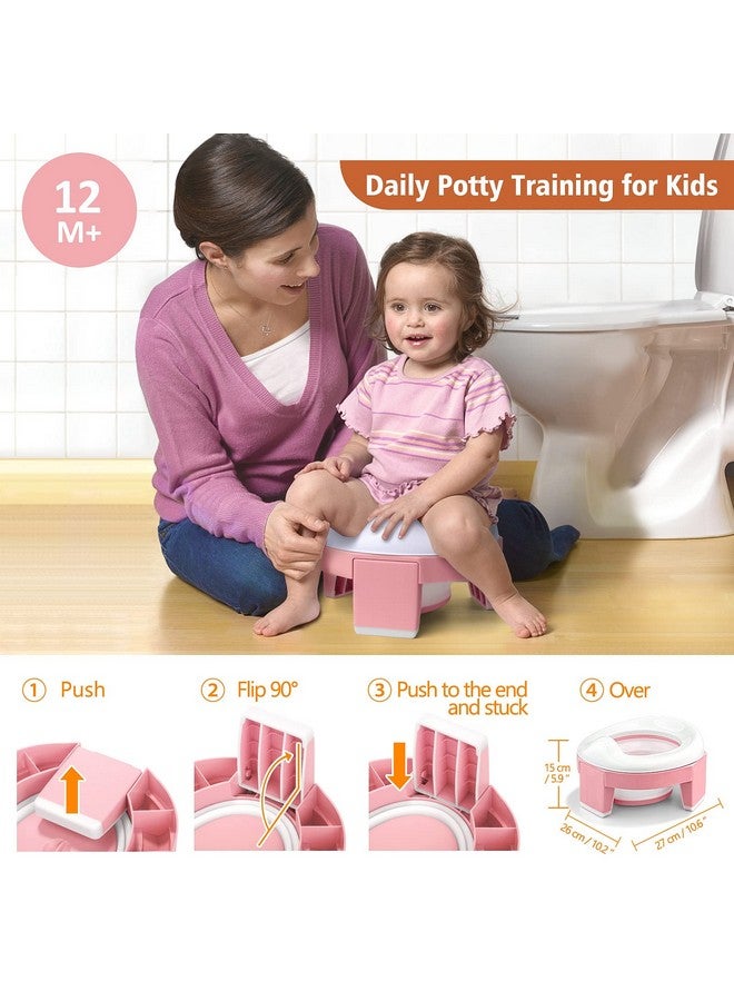MCGMITT Portable Potty Seat for Kids Travel - Foldable Training Toilet Chair for Toddler Girls with Storage Bags for Outdoor and Indoor Easy to Clean(Pink) - Image 2