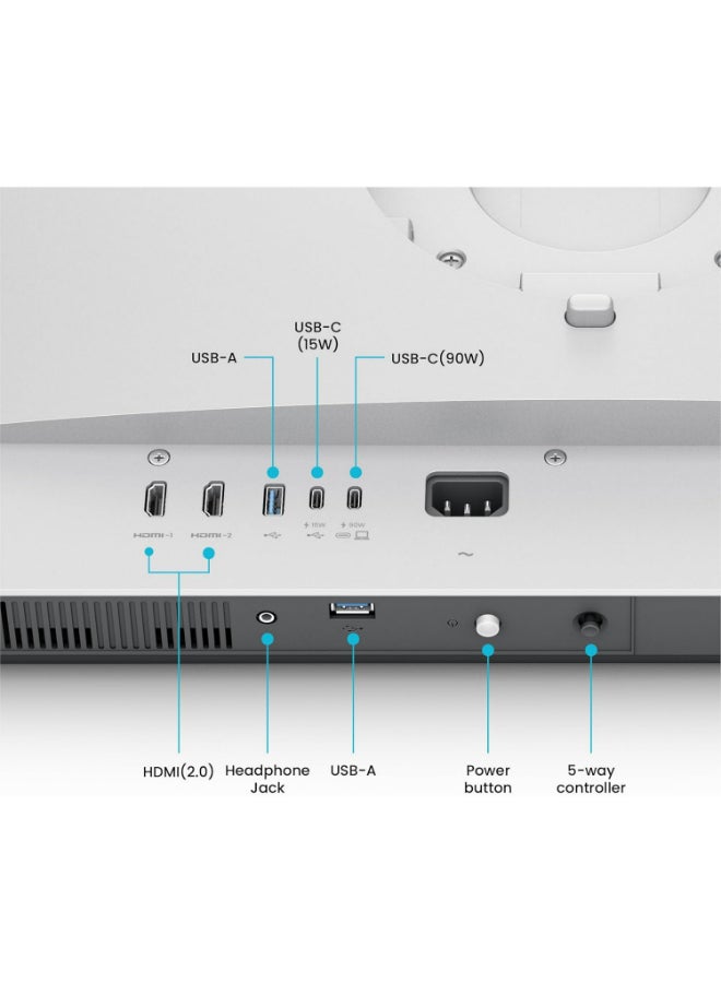 بين كيو شاشة 32 بوصة 4K (3840x2160) لجهاز MacBook® Pro/Air، مزدوجة USB-C، 90 واط توصيل الطاقة، مطابقة ألوان Mac، محور USB، تحكم في السطوع والصوت على Mac، قاعدة قابلة للتعديل في الارتفاع والإمالة، نطاق ألوان P3 - MA320U - Image 3