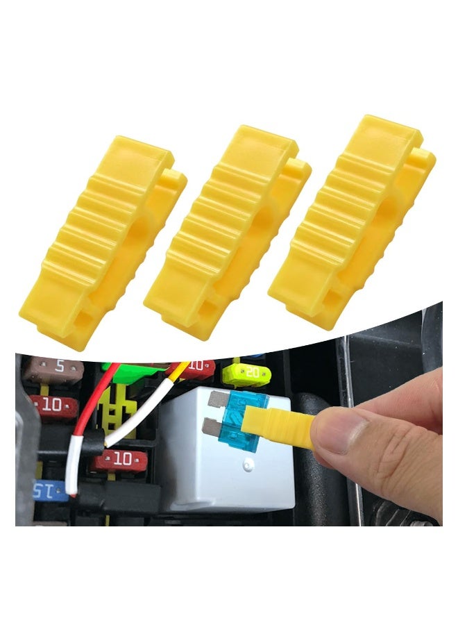 أداة سحب فيوزات السيارة (3 قطع)، أداة استخراج فيوزات بلاستيكية عالمية للسيارات والقوارب، أداة إزالة مشبك إدخال فيوزات السيارة لصيانة المركبات (أصفر) - Image 1