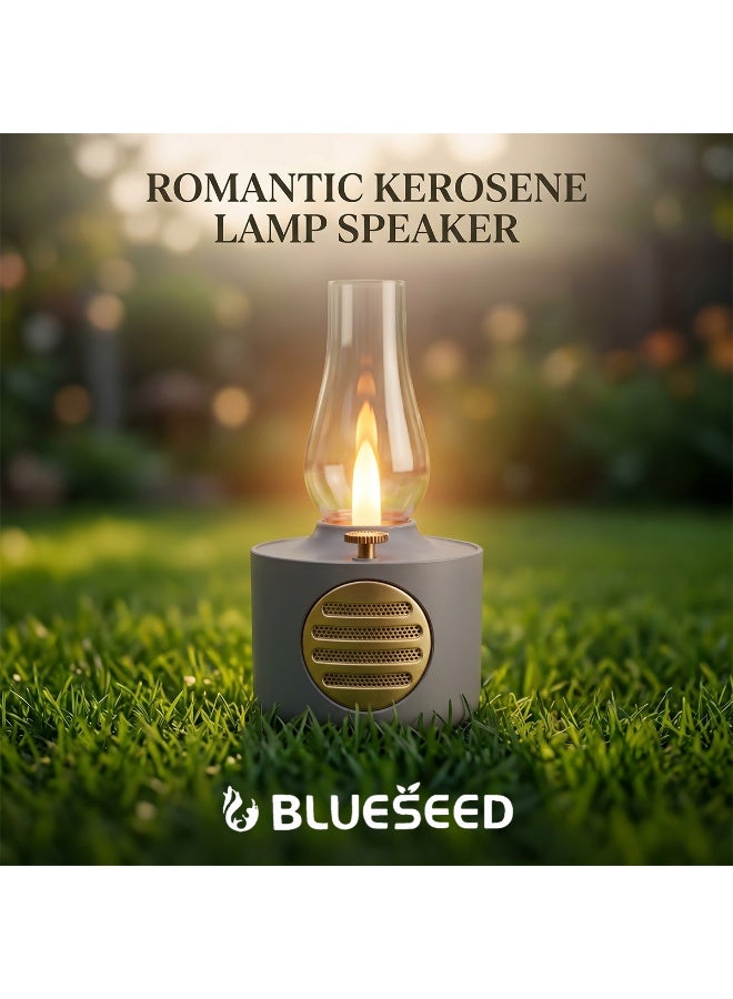 BLUESEED مكبر صوت بلوتوث BLUESEED BS-604، تصميم فانوس كيروسين عتيق، مكبر صوت لاسلكي، بطارية تدوم 12 ساعة، ضوء LED لهب قابل للتعتيم، صوت بلوتوث، مكبر صوت لتزيين المنزل - Image 4