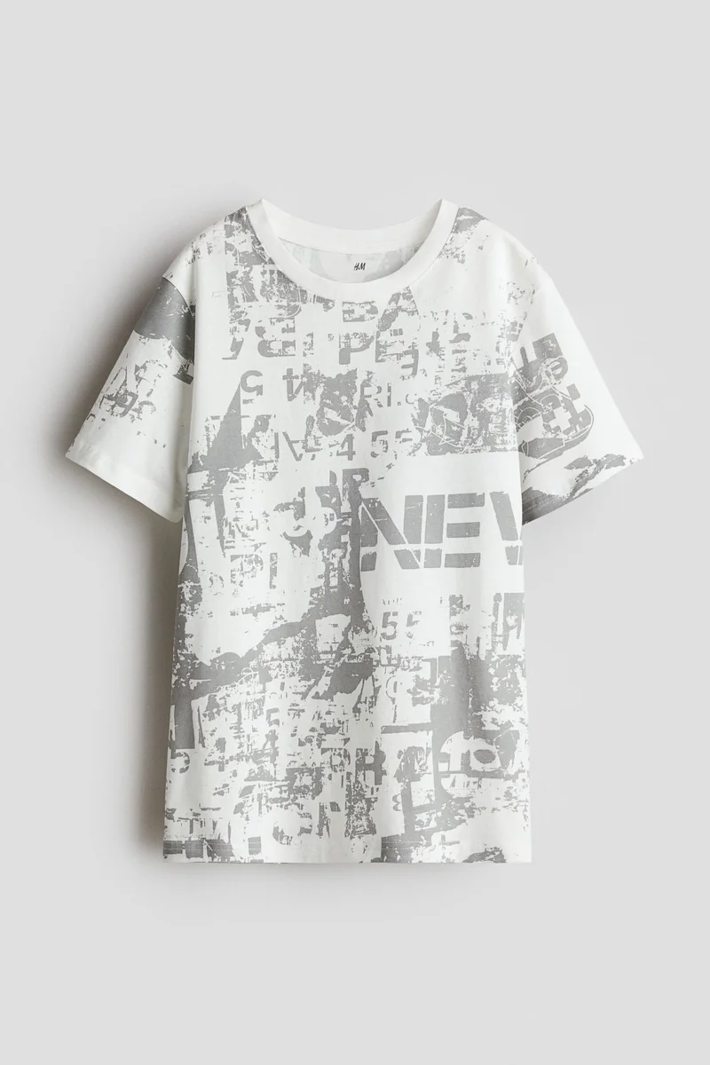 اتش اند ام Printed cotton T-shirt