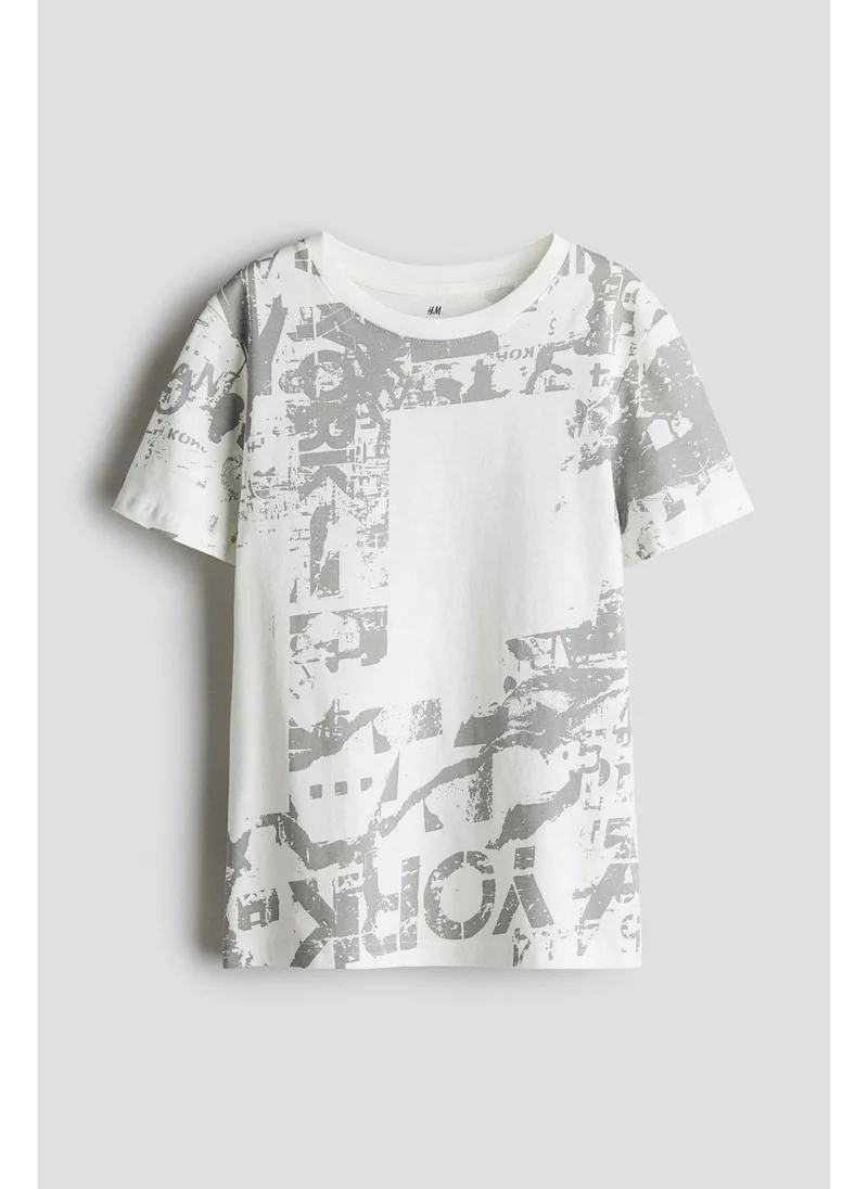 اتش اند ام Printed cotton T-shirt