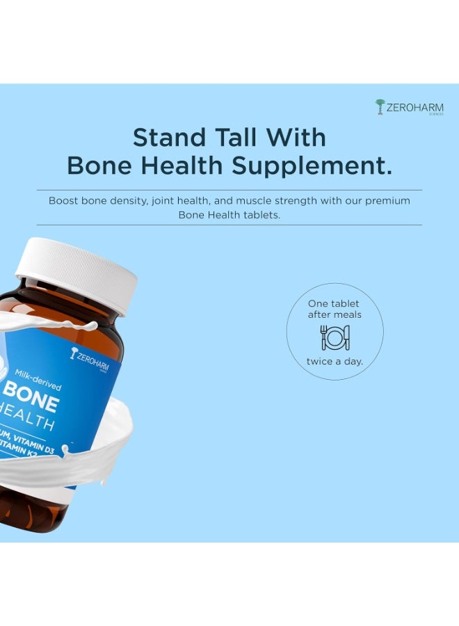 ZEROHARM Bone Health Supplement with Calcium + Vitamin D3 & K2 7- Supports Bone, Joint & Muscle Strength - For Men & Women - Nano-Technology for Better Absorption - 60 CalciumTablets - Image 2