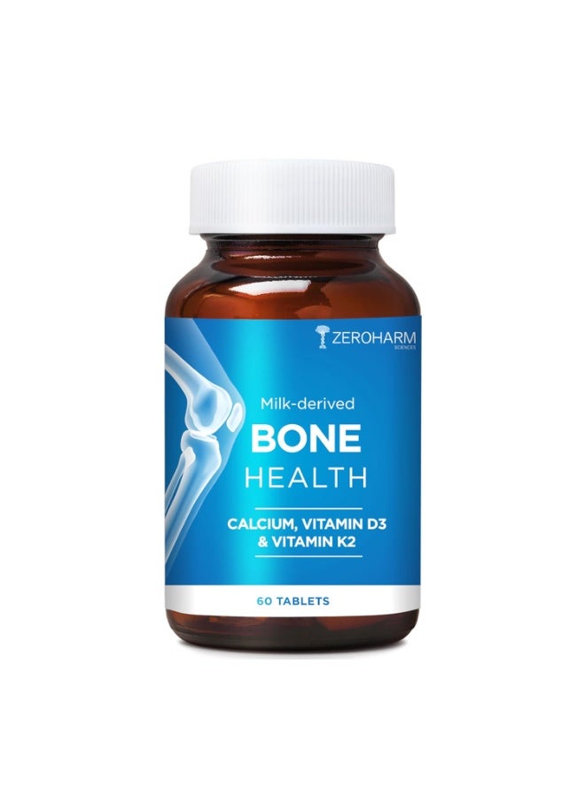 ZEROHARM Bone Health Supplement with Calcium + Vitamin D3 & K2 7- Supports Bone, Joint & Muscle Strength - For Men & Women - Nano-Technology for Better Absorption - 60 CalciumTablets - Image 1