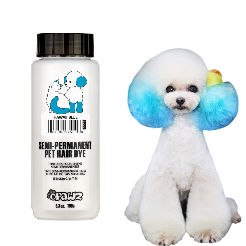 OPAWZ Semi-Permanent Dog Hair Dye, Food-Grade Pigment Dog Dye, Non-Toxic Pet Hair Dye for Dogs, Cats and All Pets Can be Bathed (Hawaii Blue) - Image 1