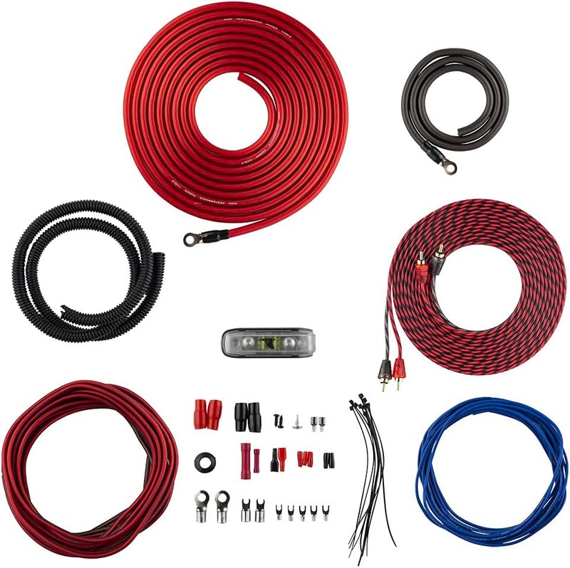 DS18 AK4 Complete 4 Gauge CCA Amplifier Installation Wiring Kit - Ampkit Helps Make Connections, Brings Power to Your Radio, Subwoofers, Speakers with Super Flex Wire - 1200W for 1 Amplifier - Image 1