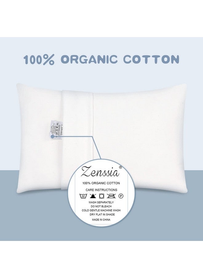 Zenssia Organic Cotton Toddler Pillowcase/Travel Pillowcase Pack Of 2 Set 13X18 Inches With Envelope Closure Soft & Breathable Baby Pillow Case Cover Solid White - Image 2