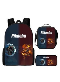 Pikachu New Cartoon Anime Student Backpack Three-Piece Set 29*42*16cm 
