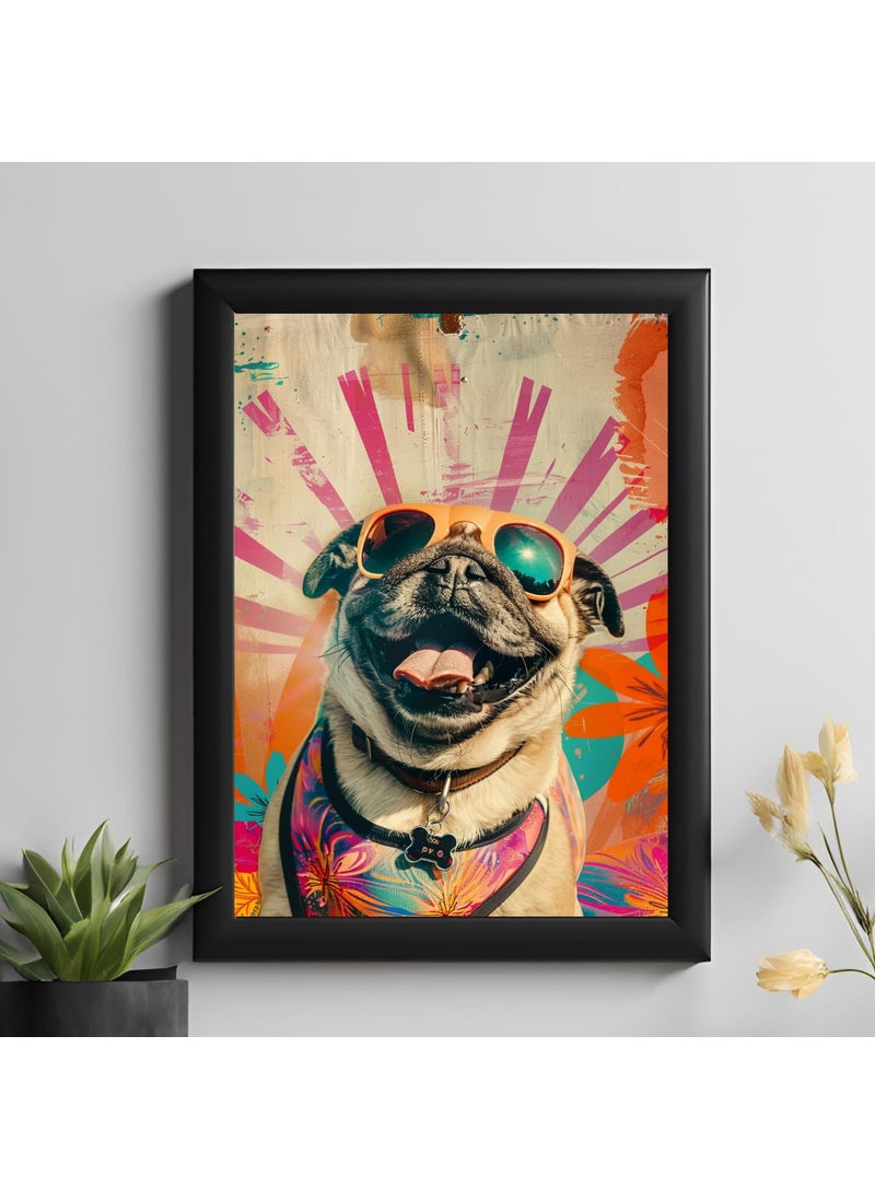 Master Flame Master Flame Animal Pop Art Aesthetic Wall Art Poster for Cafe Restaurants Hotels Living Room Home Wall Decor FrameFrameless Cool Sunglass Dog APA4 A4 Framed  - Image 1