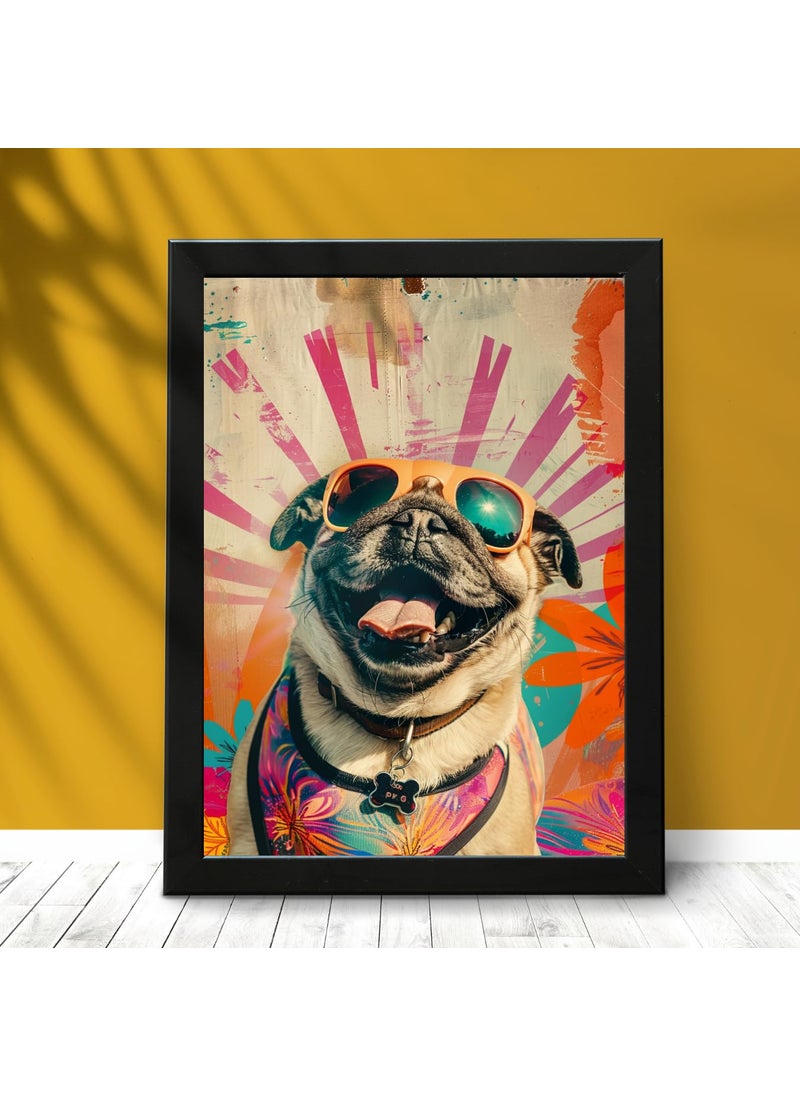 Master Flame Master Flame Animal Pop Art Aesthetic Wall Art Poster for Cafe Restaurants Hotels Living Room Home Wall Decor FrameFrameless Cool Sunglass Dog APA4 A4 Framed  - Image 4
