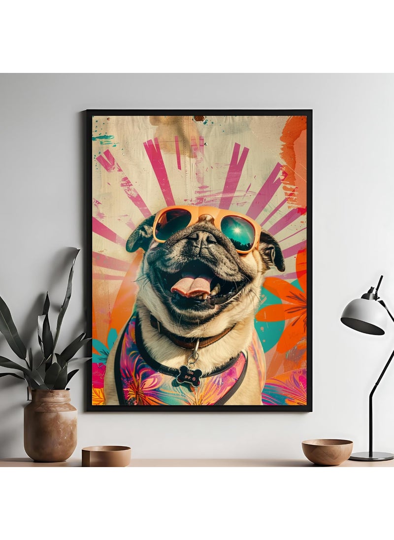 Master Flame Master Flame Animal Pop Art Aesthetic Wall Art Poster for Cafe Restaurants Hotels Living Room Home Wall Decor FrameFrameless Cool Sunglass Dog APA4 A4 Framed  - Image 3