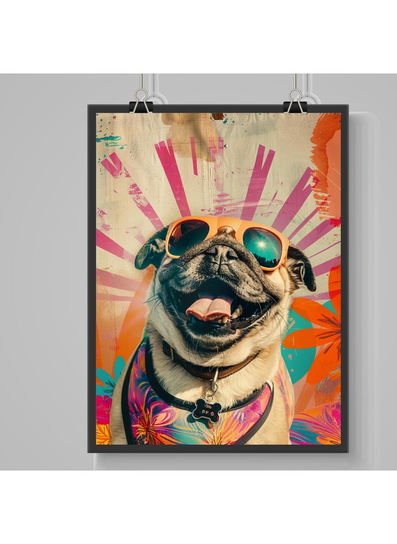 Master Flame Master Flame Animal Pop Art Aesthetic Wall Art Poster for Cafe Restaurants Hotels Living Room Home Wall Decor FrameFrameless Cool Sunglass Dog APA4 A4 Framed  - Image 2