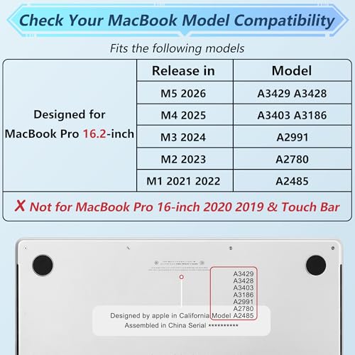 May Chen for MacBook Pro 16 inch Case M1 M2 M3 M4 M5 Pro/Max with Liquid Retina XDR, Release 2021-2025 2026 A3429 A3428, Anti-Drop Plastic Hard Shell with Keyboard Cover, Sea Wave - Image 2